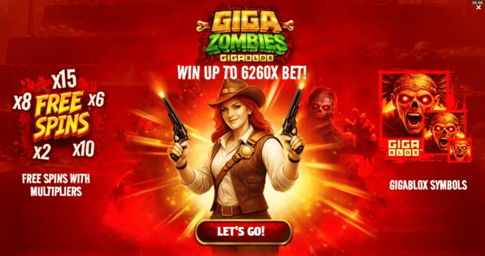 Giga Zombies - galvenā izvēlne ar likmes izvēli